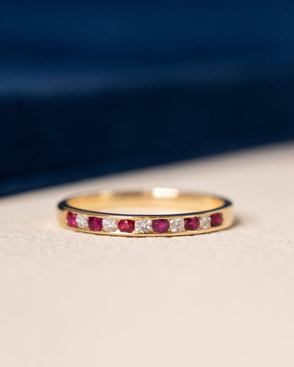 .42 Ruby & Diamond Wedding Band in 14k Yellow Gold