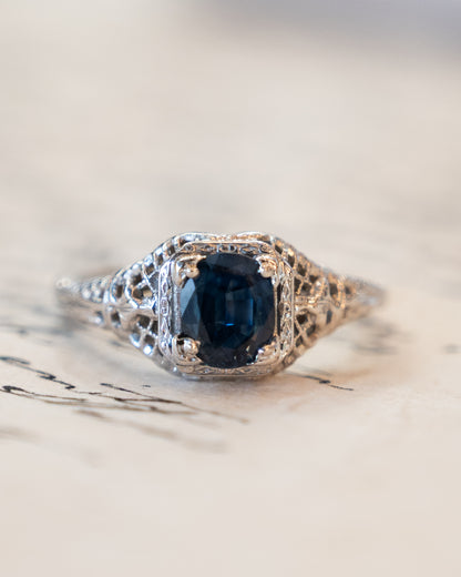 1.23 Oval Blue Sapphire Engagement Ring 18k White Gold