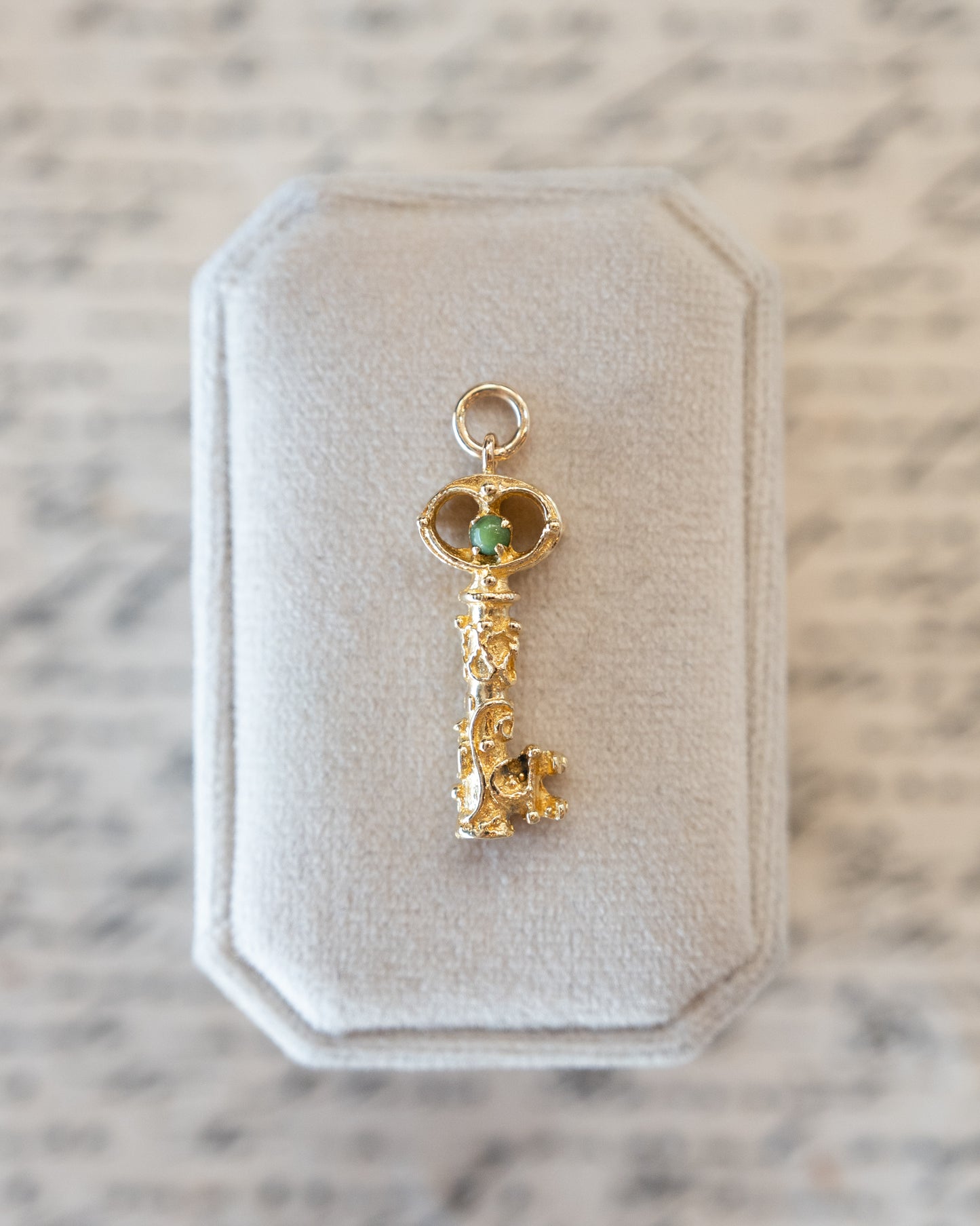 Vintage Mid-Century Skeleton Key Charm 18k Yellow Gold