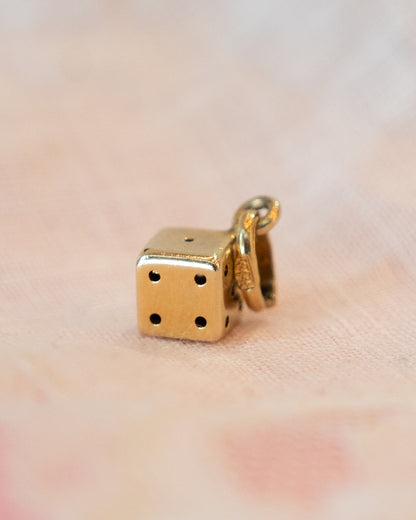 Vintage Mid-Century Dice Charm in 14K Yellow Gold