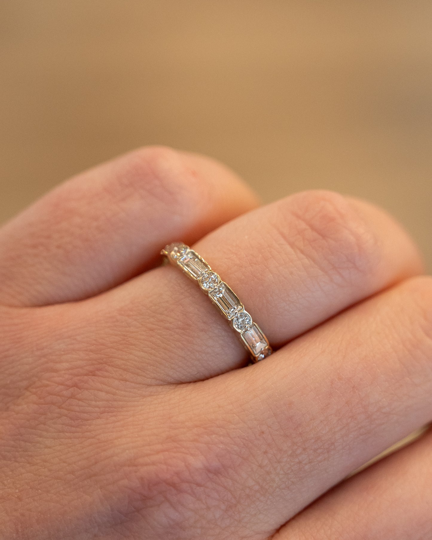 .94 Baguette & Round Diamond Wedding Band 14k