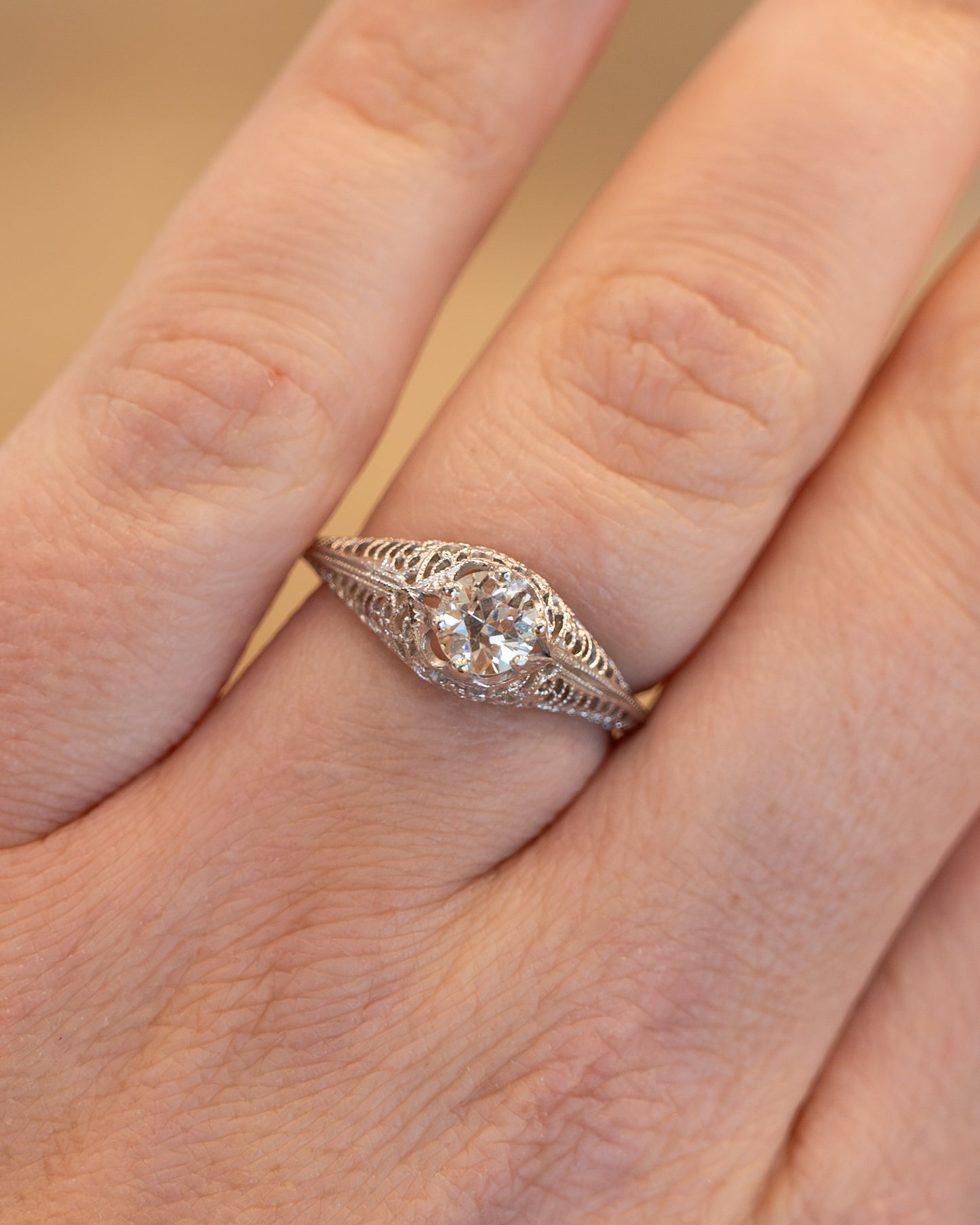 .68 Antique Art Deco Diamond Solitaire Engagement Ring 18k