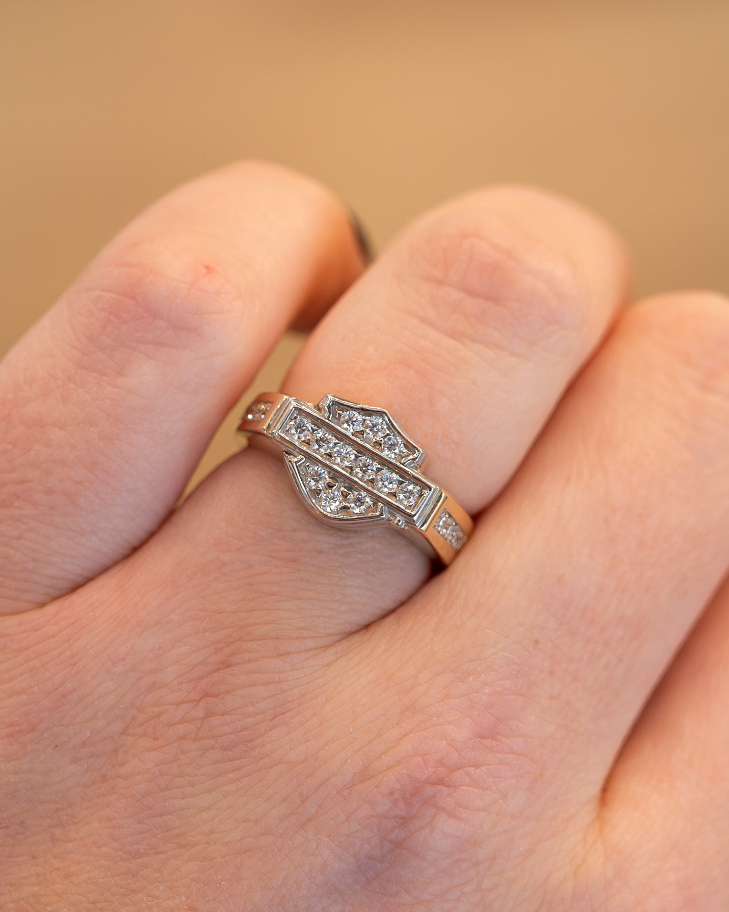 .24 Diamond Harley Davidson Ring 14k Yellow Gold