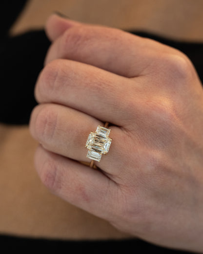 3.02 Ashoka Cut Diamond Engagement Ring 14k Yellow Gold