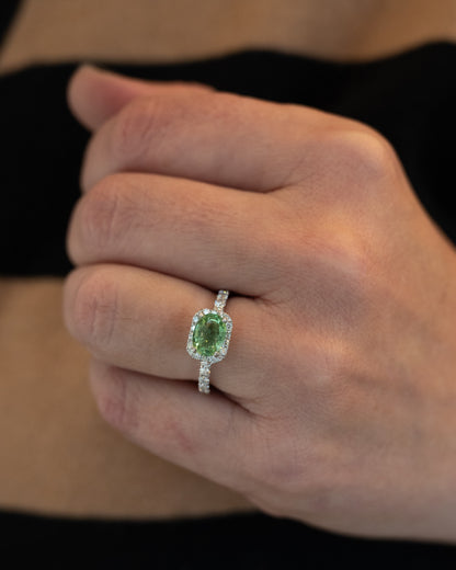 1.21 Oval Tourmaline Engagement Ring 18k White Gold