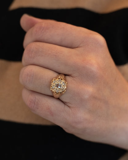 .53 Antique Victorian Cluster Diamond Engagement Ring 14k