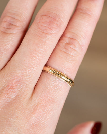 4mm Stepped Edge Milgrain Wedding Band 14k Yellow Gold