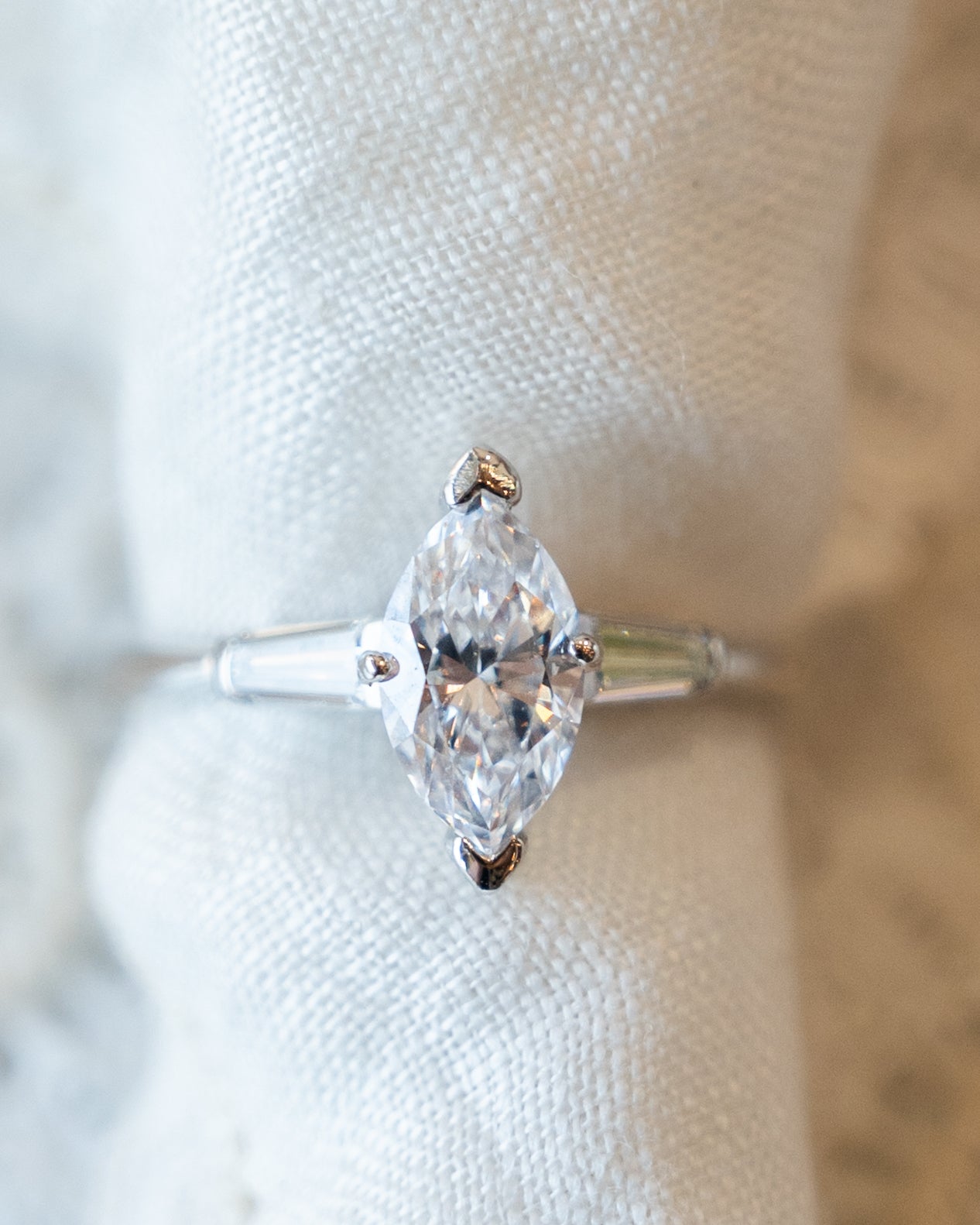 1.03 Vintage Marquise Diamond Engagement Ring Platinum