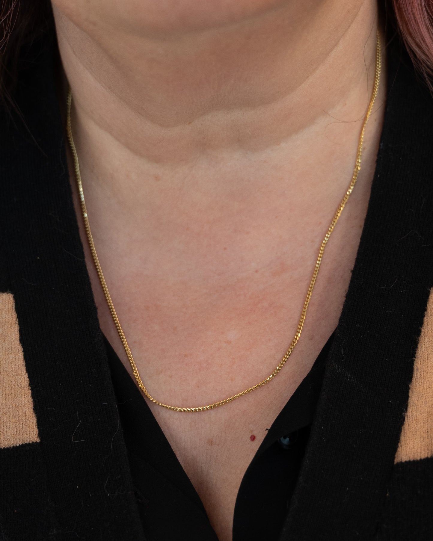 Unisex Flat Curb Link Chain Necklace 10k Yellow Gold