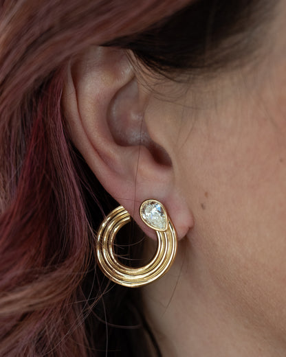 2.39 Pear Cut Diamond Hoop Earrings 18k Yellow Gold