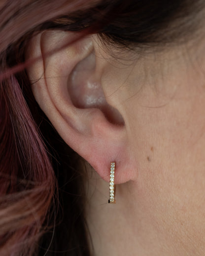 .20 Brilliant Cut Diamond Hoop Earrings 14k Yellow Gold