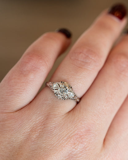 .31 Vintage Deco Diamond Filigree Engagement Ring 18k