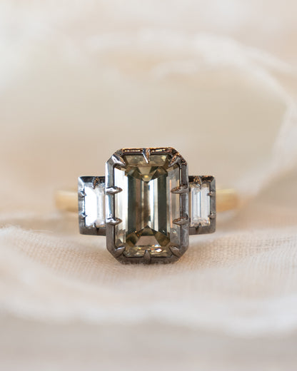 3.18 GIA Fancy Greenish Brown Diamond Engagement Ring 14k