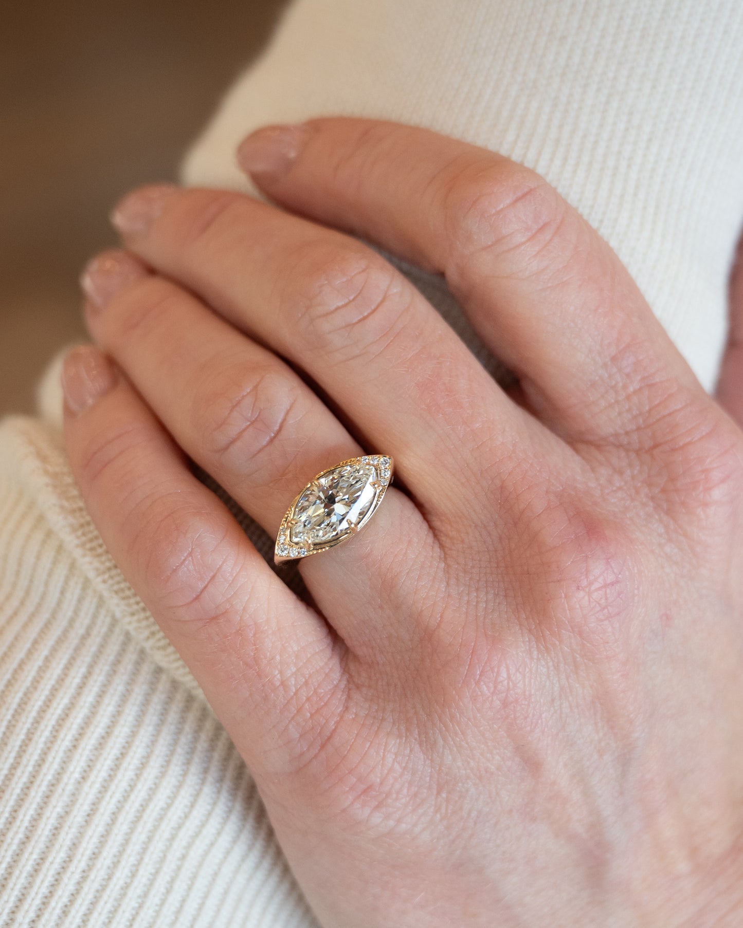 2.84 Marquise Diamond Engagement Ring 18k Yellow Gold