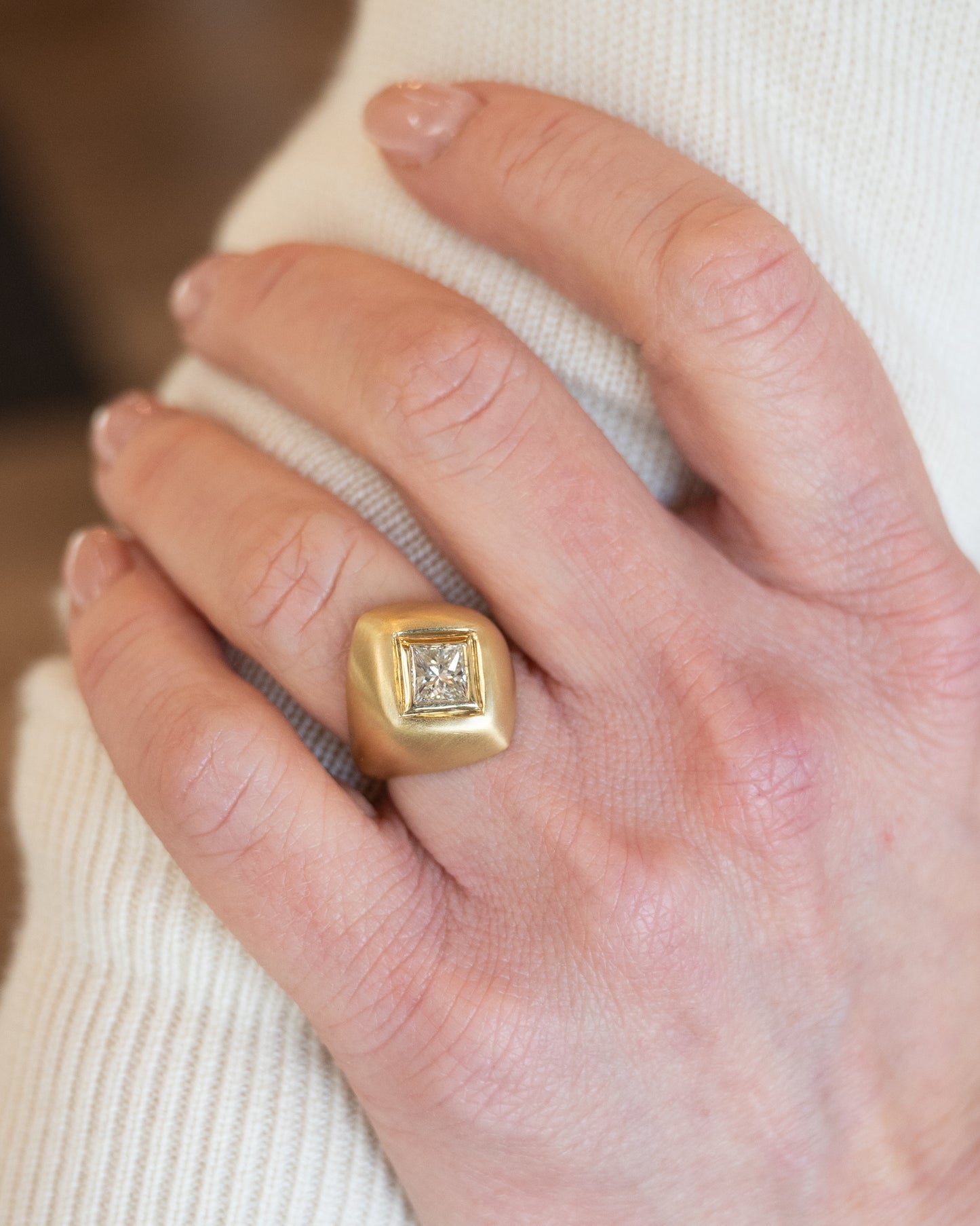 1.25 Princess Diamond Cocktail Ring 18k Yellow Gold