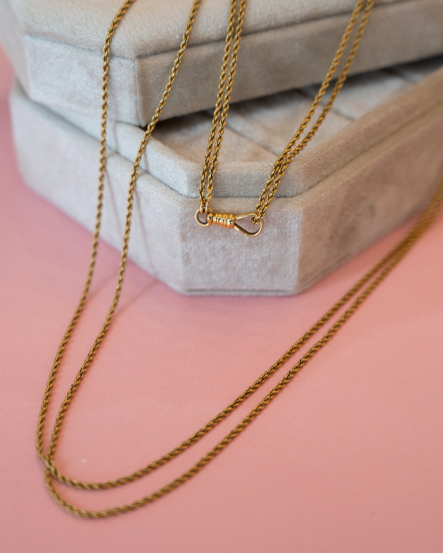 Antique Victorian Rope Chain Necklace 14k Yellow Gold
