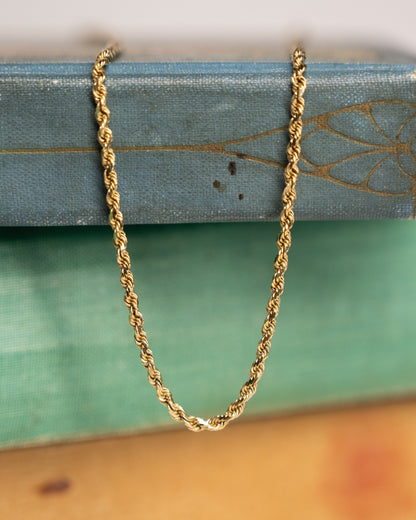 24" Diamond Cut Rope Chain Necklace 14k Yellow Gold