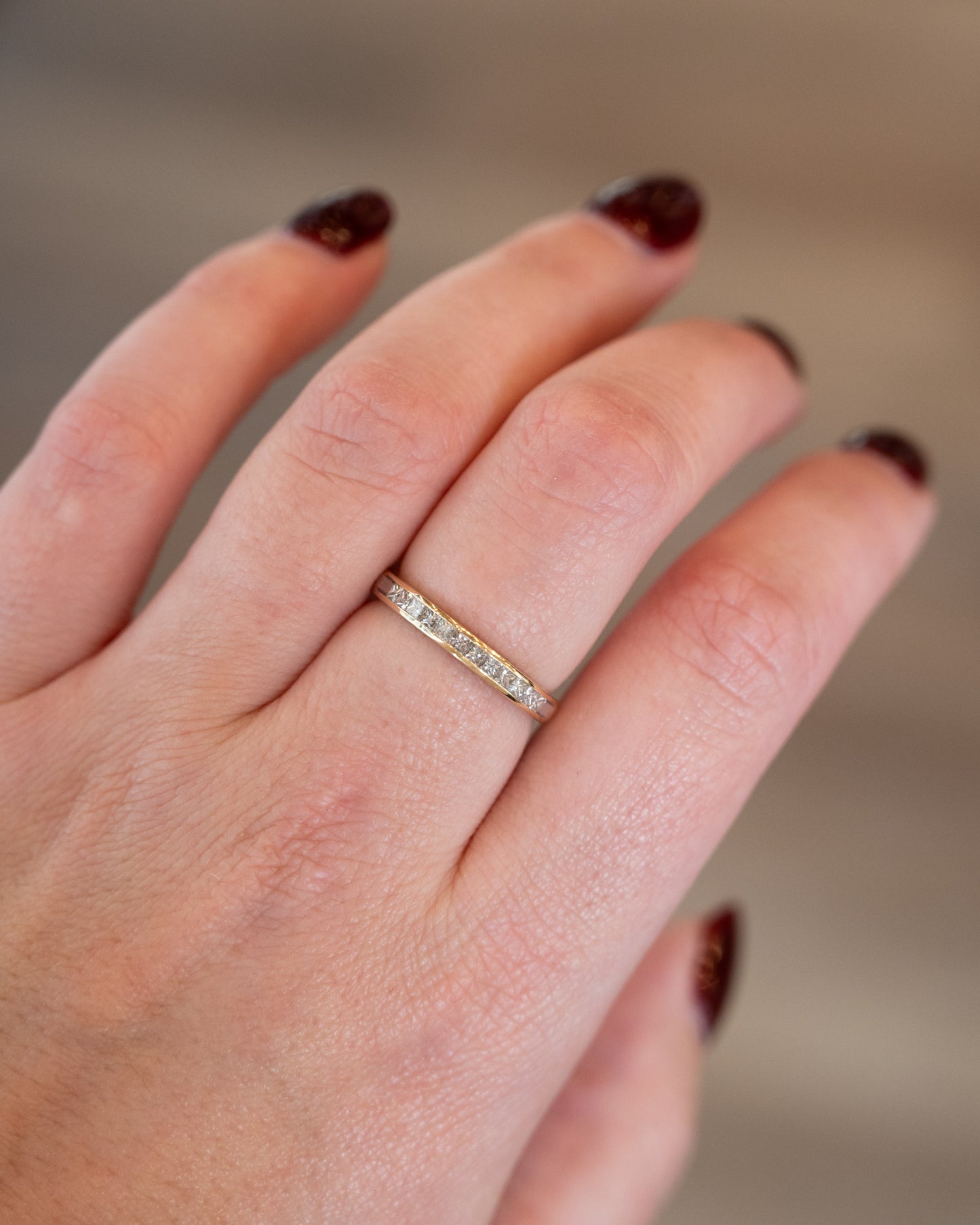 .50 Princess Cut Diamond Wedding Band 14k Yellow Gold