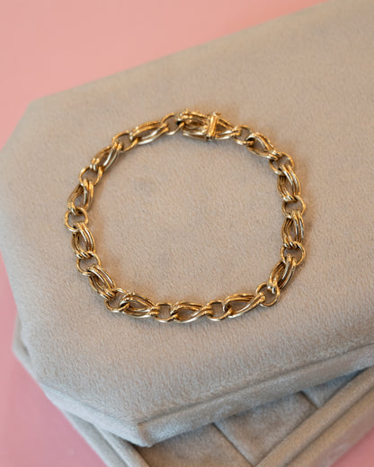 Alternating Twisted Link Chain Bracelet 14k Yellow Gold