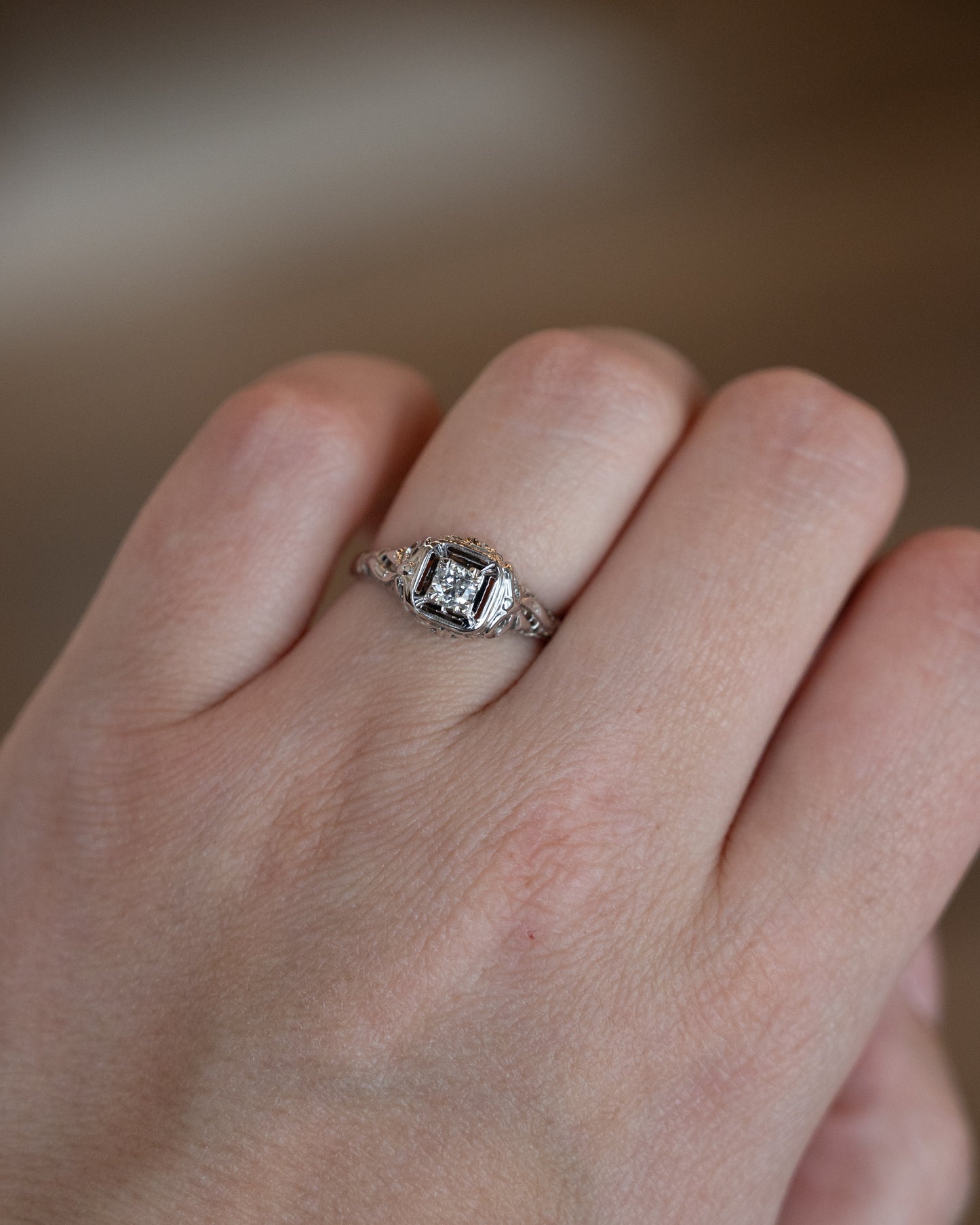 .25 Vintage Deco Diamond Engagement Ring in 18k