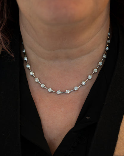 10.86 Diamond Station Necklace in 18k White Gold