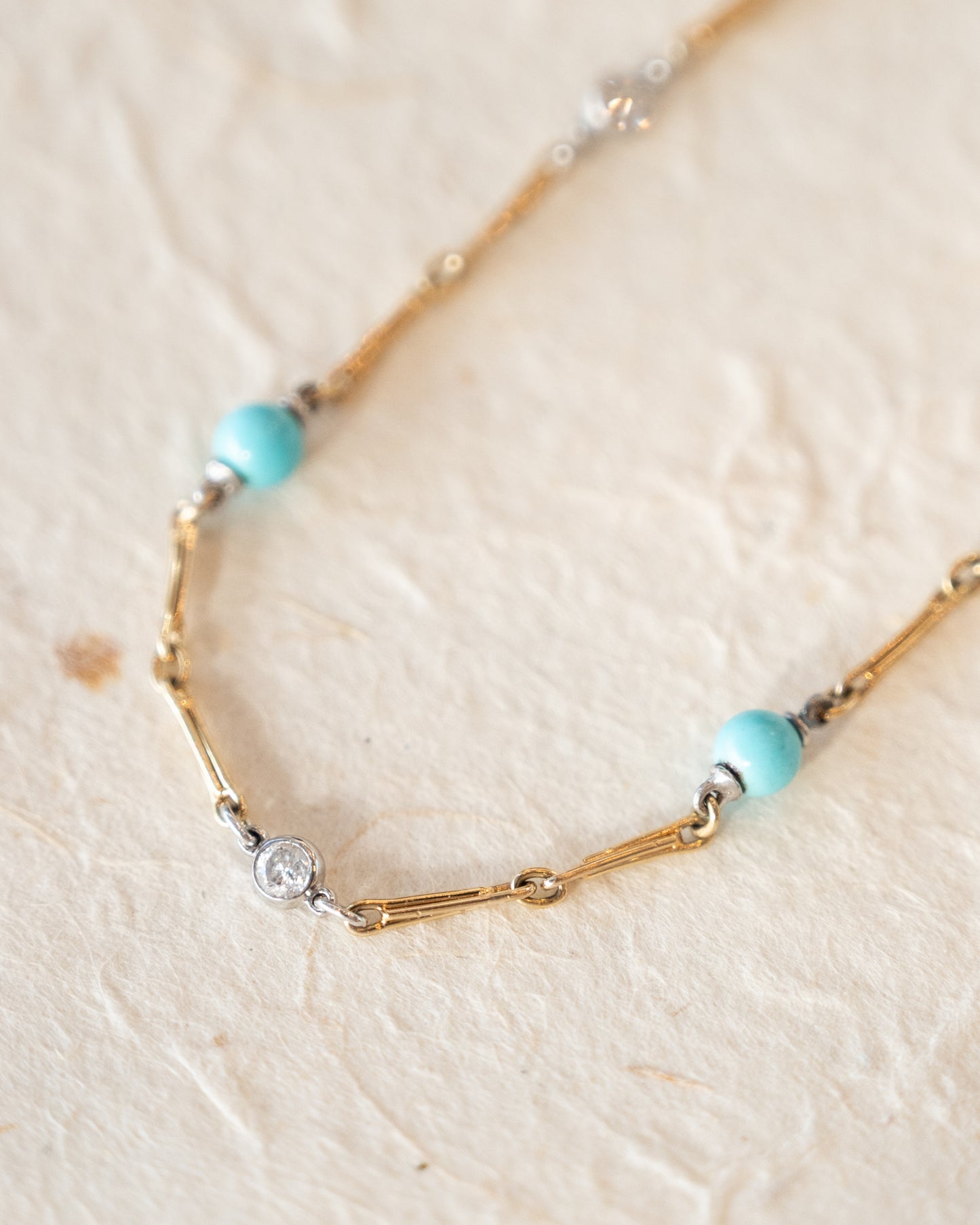 Two-Tone Turquoise & Diamond Necklace 18k/Platinum