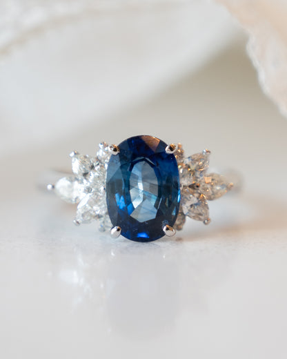 2.70 Oval Sapphire Engagement Ring in Platinum