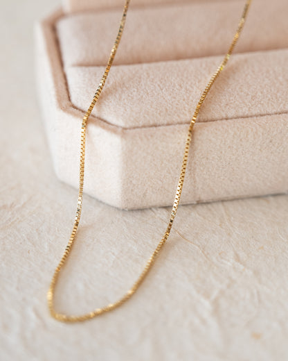 20 Inch Box Chain Necklace in 14k Yellow Gold