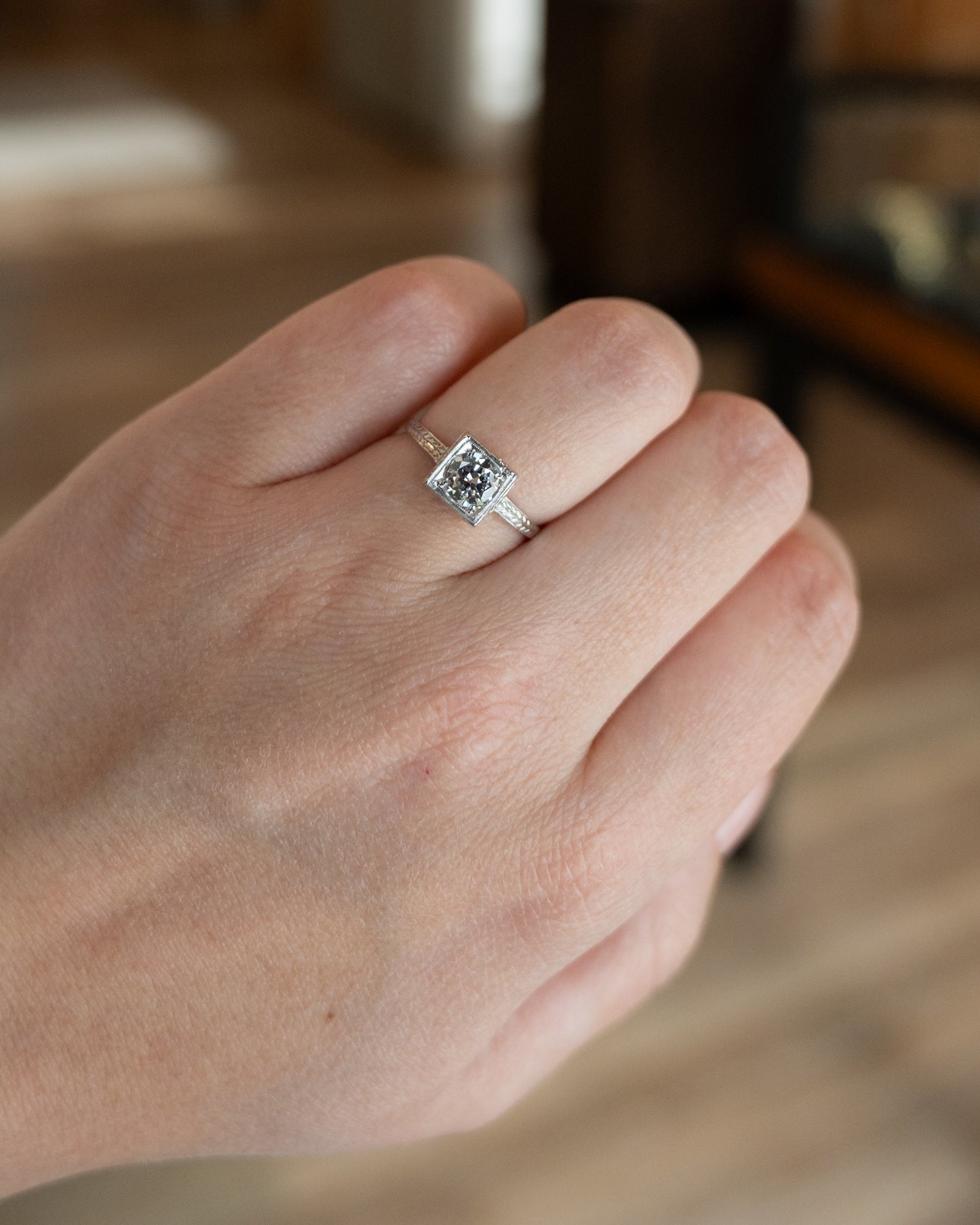 .64 Vintage Deco Diamond Engagement Ring 18k