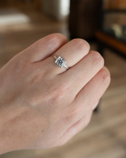 .64 Vintage Deco Diamond Engagement Ring 18k