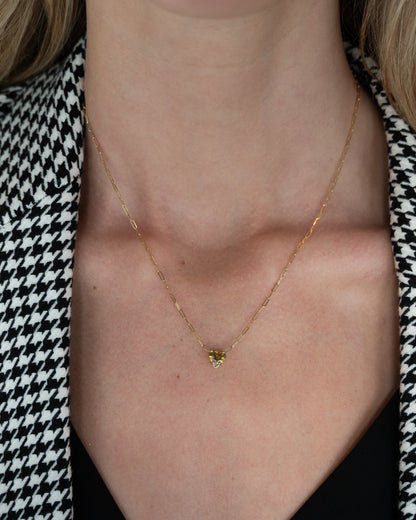 1.50 Greenish Brown Heart Diamond Pendant Necklace 14k