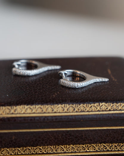 .20 Diamond Spike Huggie Hoop Earrings 14k
