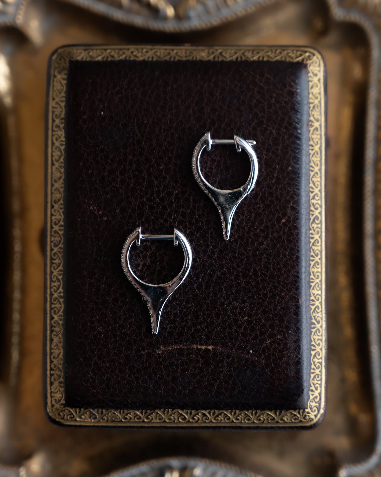 .20 Diamond Spike Huggie Hoop Earrings 14k