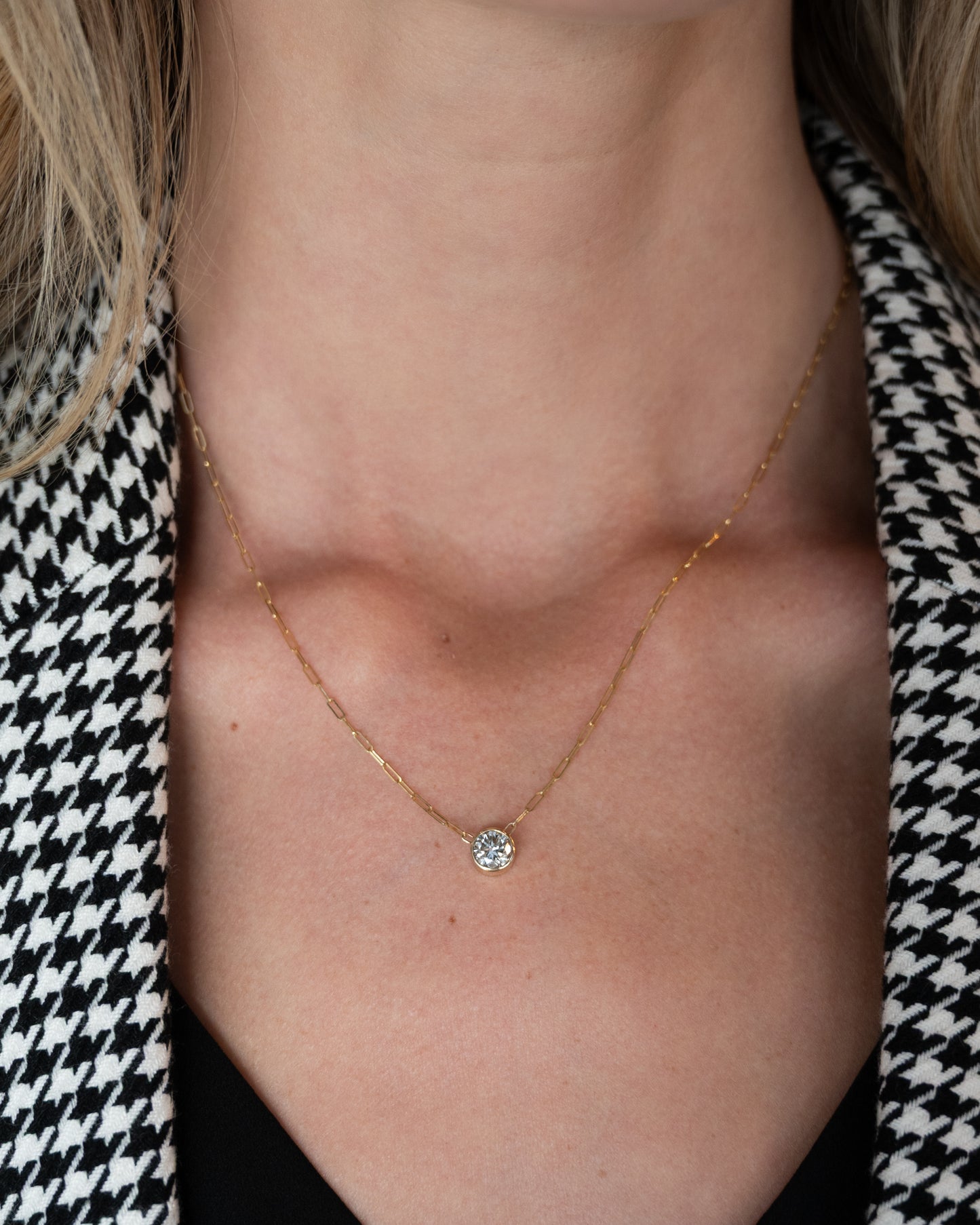 1.07 Round Brilliant Diamond Pendant Necklace 14k