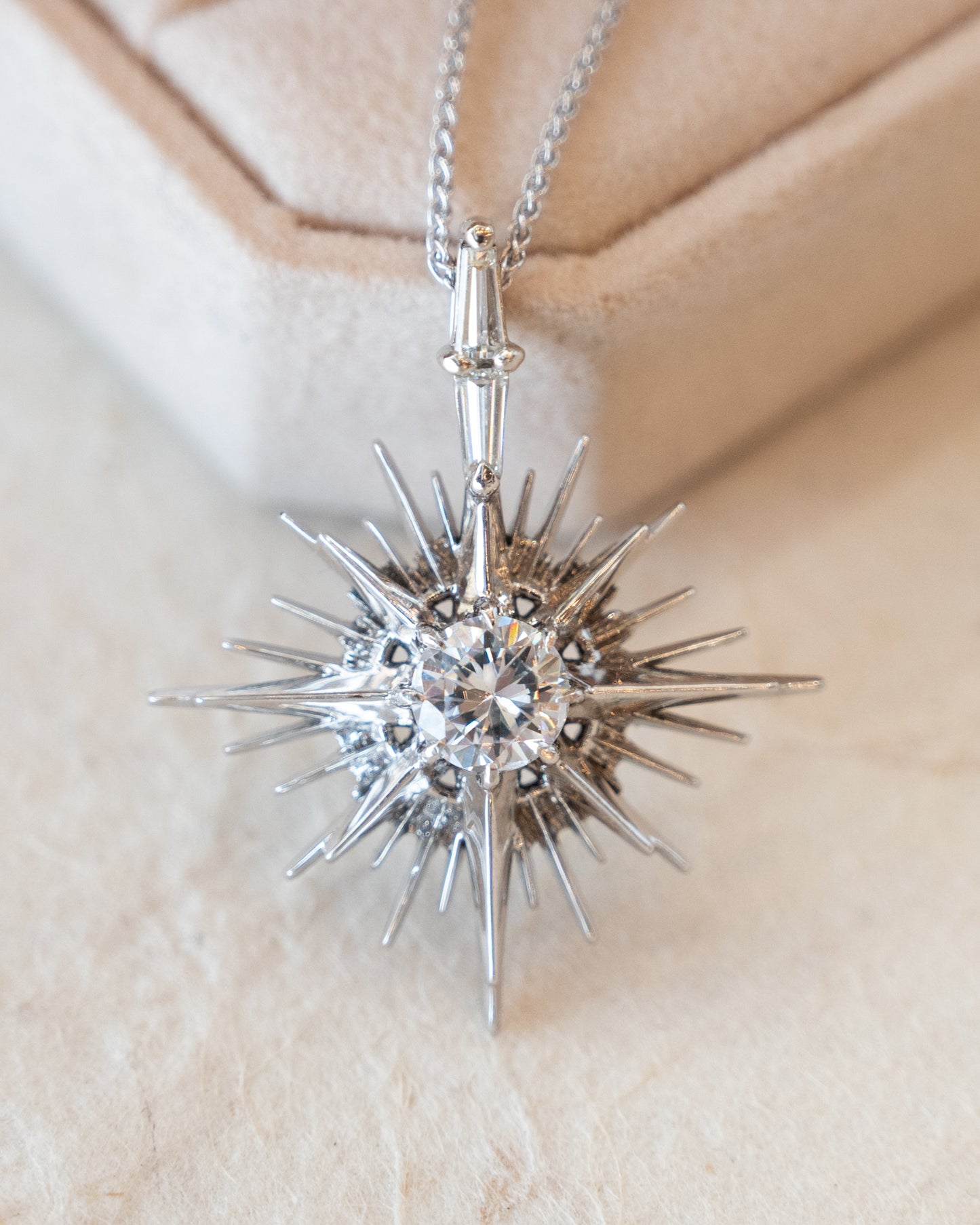1 Carat Diamond North Star Pendant Necklace 14k