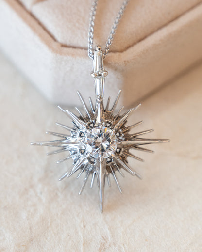 1 Carat Diamond North Star Pendant Necklace 14k