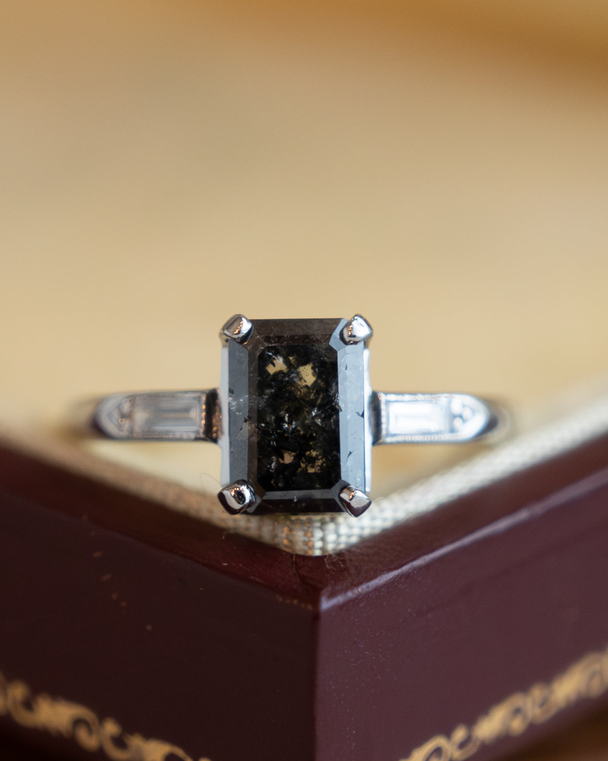 1.53 Salt & Pepper Diamond Engagement Ring Platinum