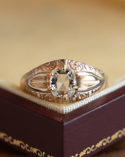 .46 Vintage Oval Rose Diamond Engagement Ring 10k