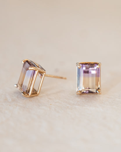 4.96 Ametrine Stud Earrings in 14k Rose Gold