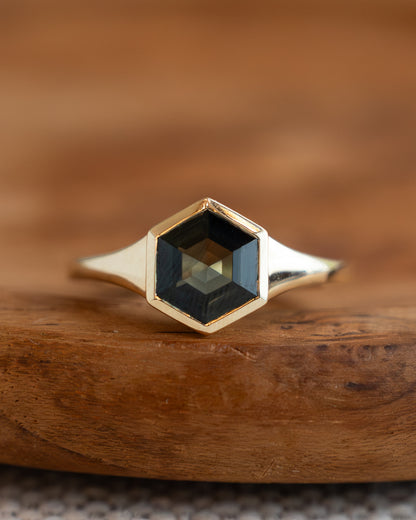 1.82 Hexagon Sapphire Engagement Ring in 14k