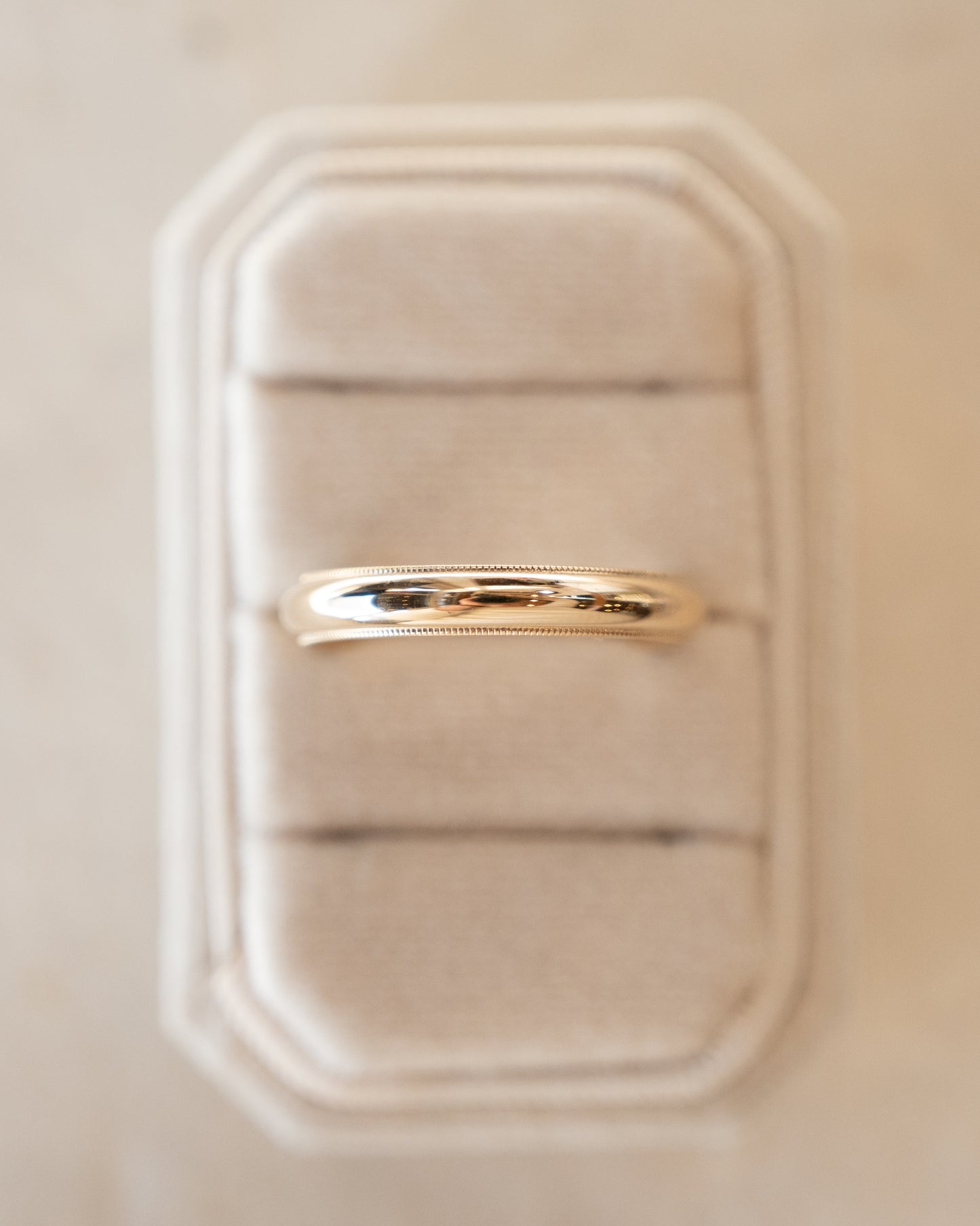4mm Stepped Edge Milgrain Wedding Band 14k Yellow Gold