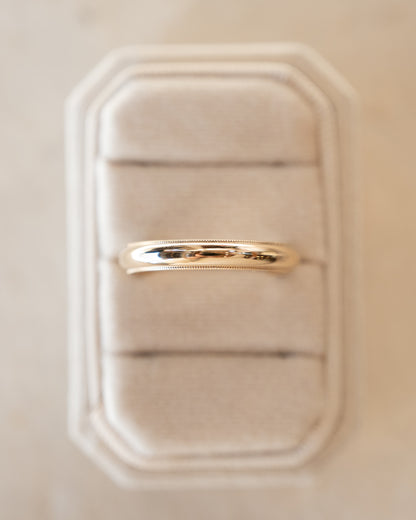 4mm Stepped Edge Milgrain Wedding Band 14k Yellow Gold