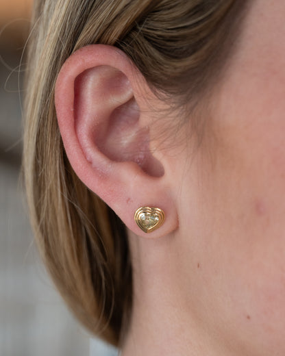 1 Carat Diamond Heart Earrings 18k Yellow Gold