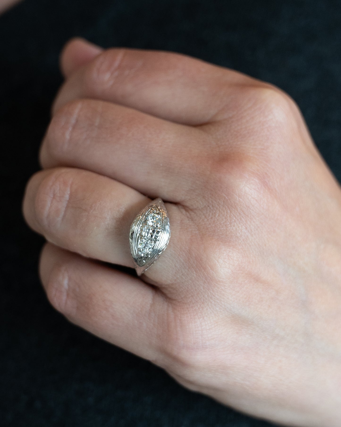 .30 Vintage Deco Two-Stone Engagement Ring 18k