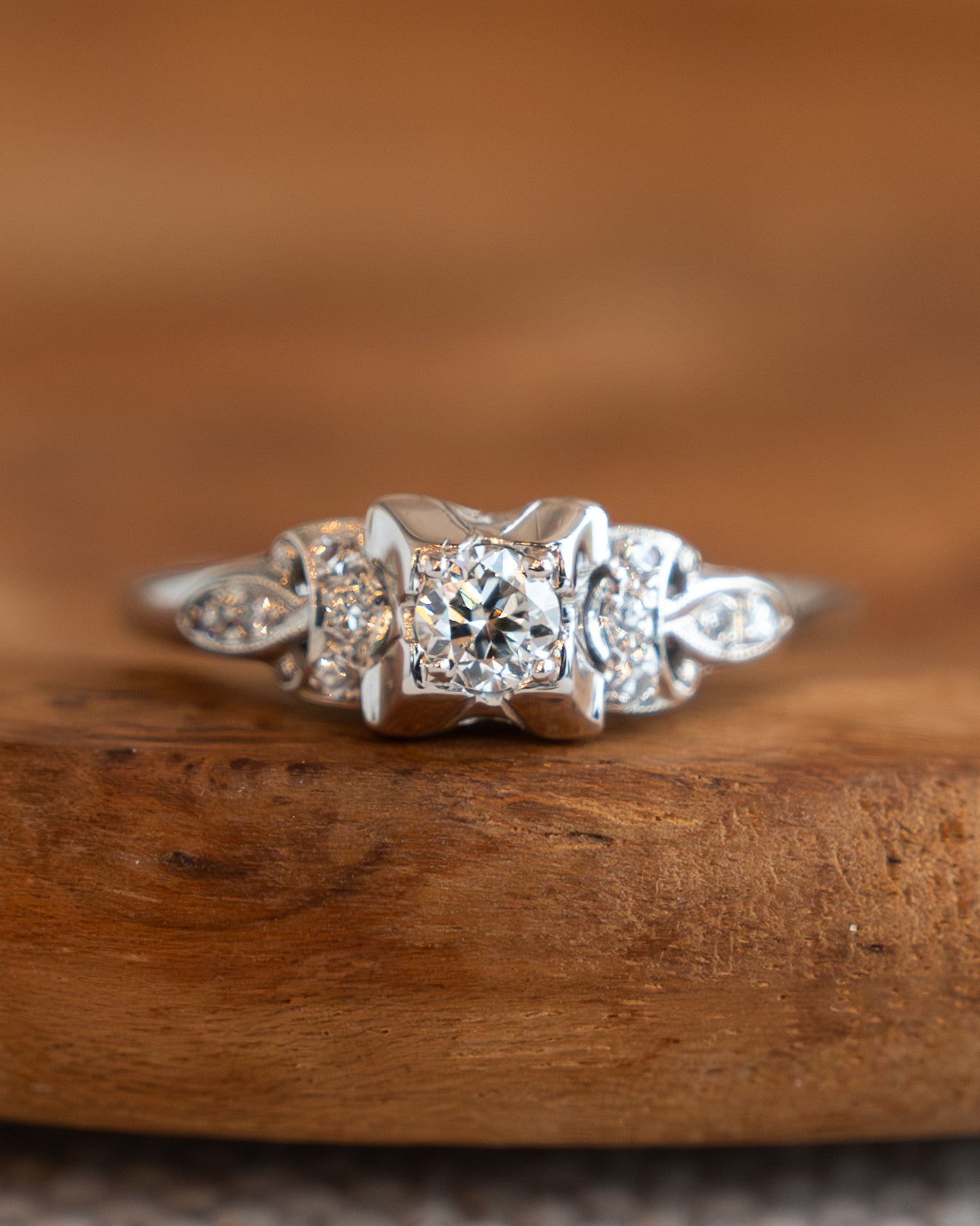 .22 Vintage Deco Diamond Engagement Ring 18k