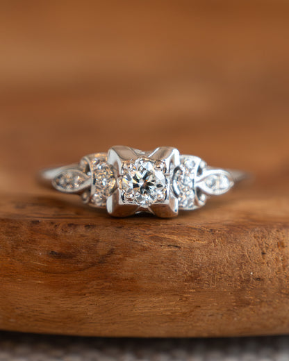 .22 Vintage Deco Diamond Engagement Ring 18k