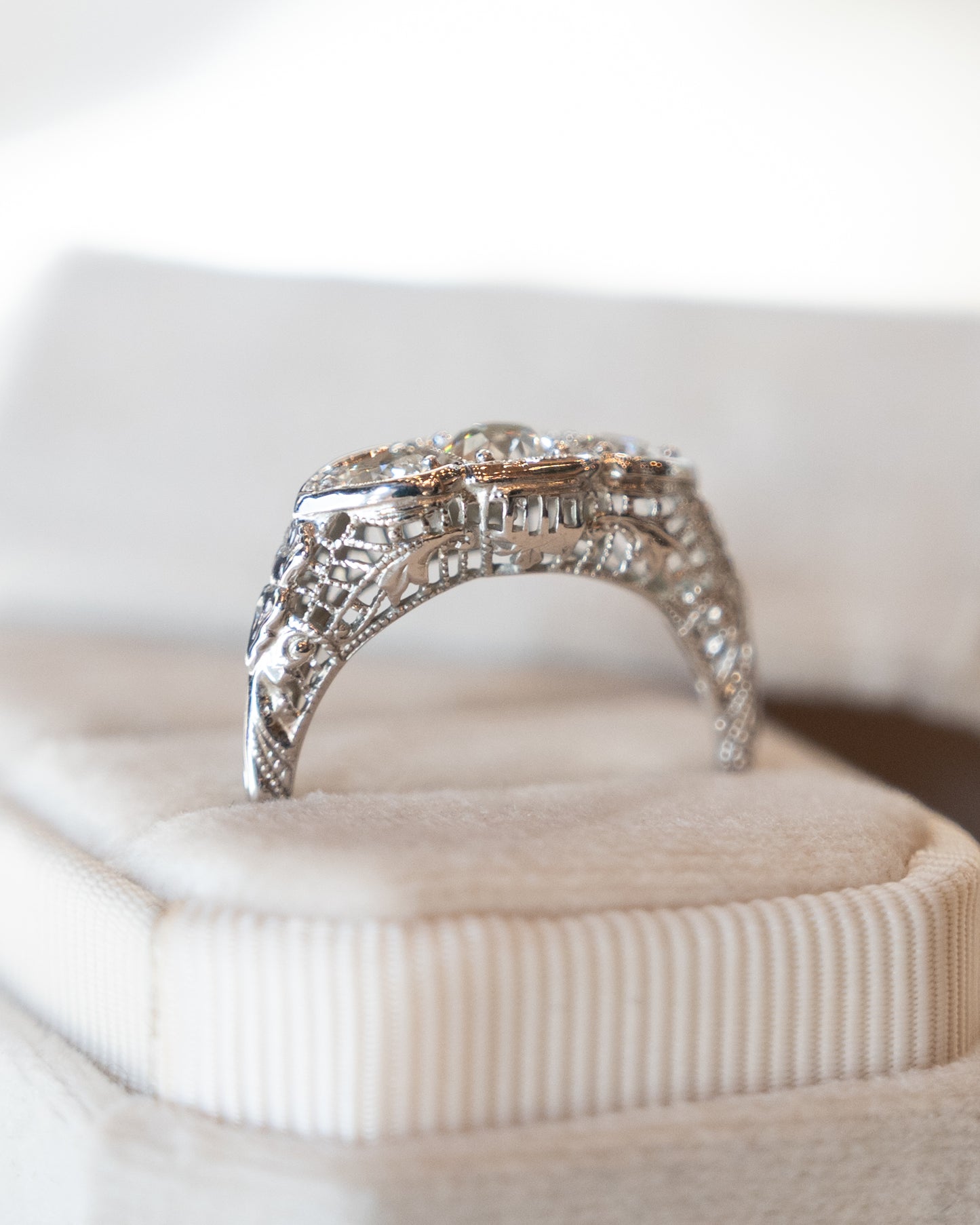 .80 Vintage Diamond Three Stone Engagement Ring 18k