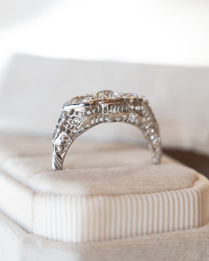 .80 Vintage Diamond Three Stone Engagement Ring 18k