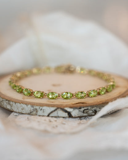 11.52 Oval Peridot Tennis Bracelet in 14k Yellow Gold