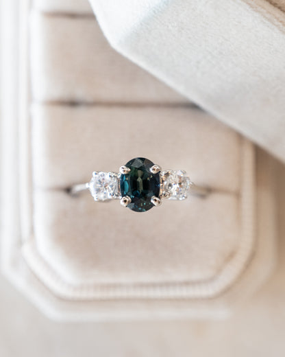 1.35 Oval Sapphire & Diamond Engagement Ring 14k